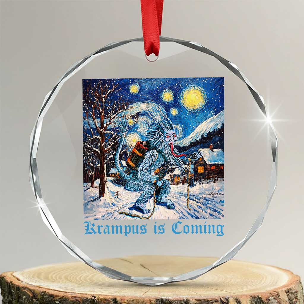 Krampus Is Coming Crystal Glass Ornament Spooky Christmas Starry Night TS09 Transparent Glass 3'' Circle Print Your Wear