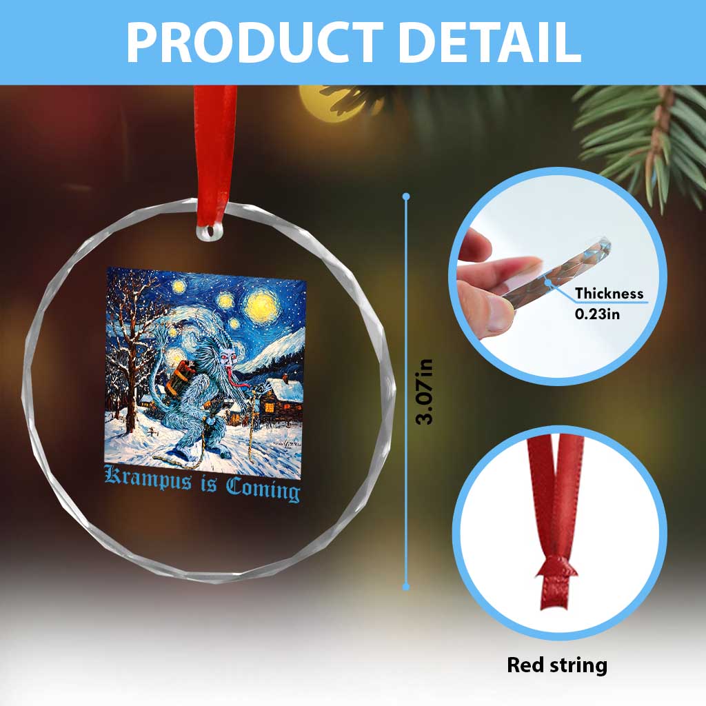 Krampus Is Coming Crystal Glass Ornament Spooky Christmas Starry Night TS09 Print Your Wear