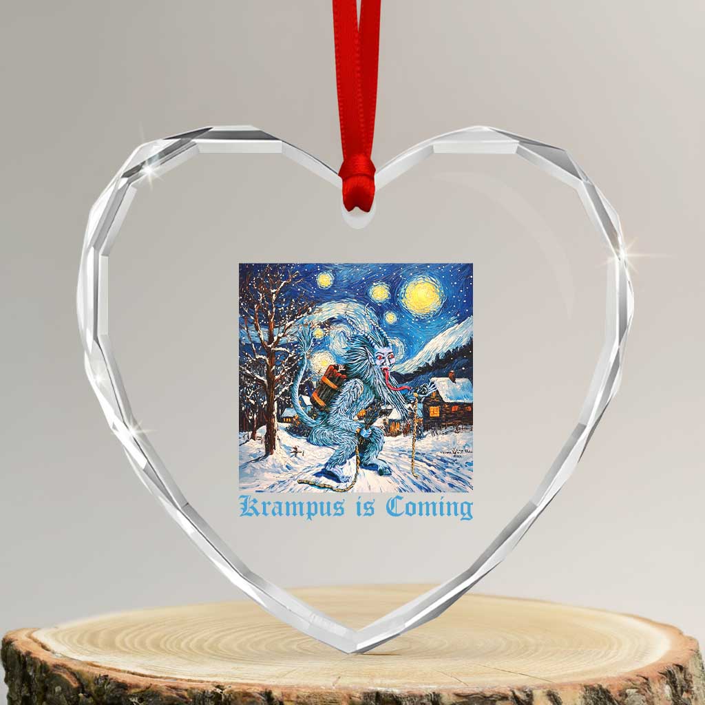 Krampus Is Coming Heart Crystal Glass Ornament Spooky Christmas Starry Night TS09 Transparent Glass 3'' Heart Print Your Wear
