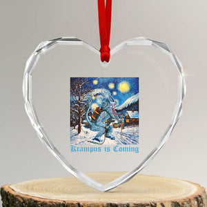 Krampus Is Coming Heart Crystal Glass Ornament Spooky Christmas Starry Night TS09 Transparent Glass 3'' Heart Print Your Wear