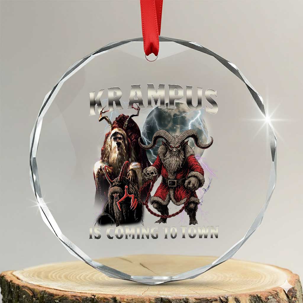 Krampus Is Coming To Town Crystal Glass Ornament Vintage Gothic Dark Xmas Gift Horror Holiday TS10 Transparent Glass 3'' Circle Print Your Wear