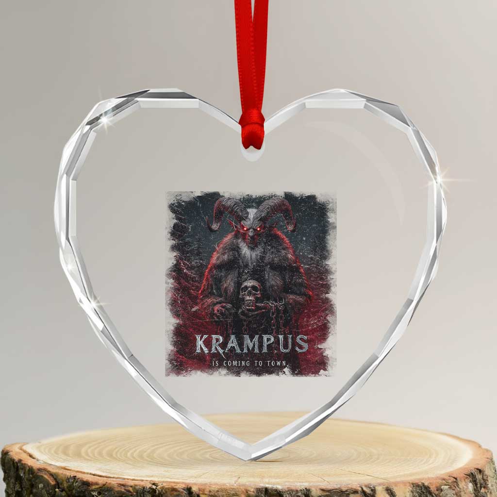 Krampus Is Coming To Town Heart Crystal Glass Ornament Gothic Dark Xmas Gift Horror Holiday TS10 Transparent Glass 3'' Heart Print Your Wear