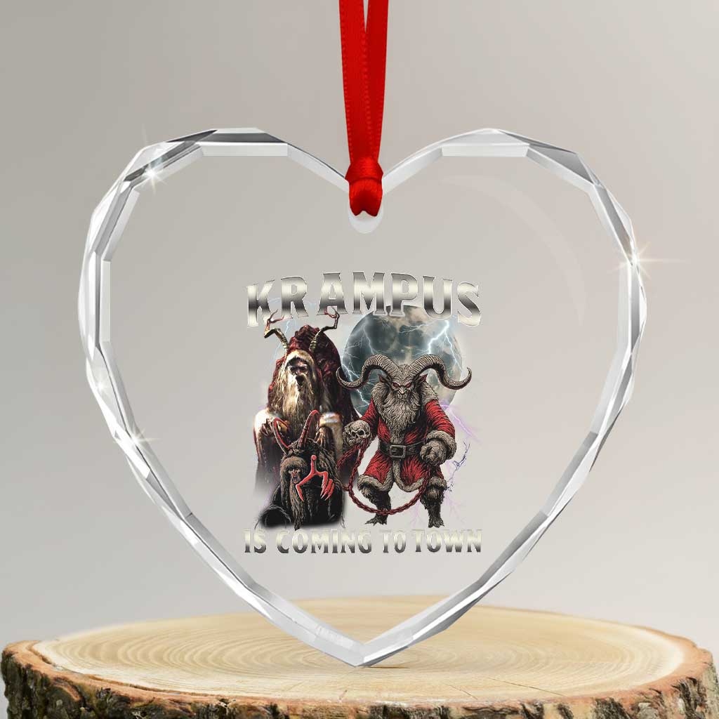 Krampus Is Coming To Town Heart Crystal Glass Ornament Vintage Gothic Dark Xmas Gift Horror Holiday TS10 Transparent Glass 3'' Heart Print Your Wear