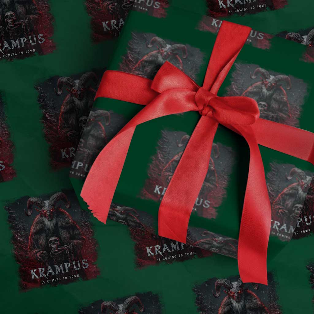 Krampus Is Coming To Town Wrapping Paper Roll Gothic Dark Xmas Gift Horror Holiday TS10 Green Print Your Wear