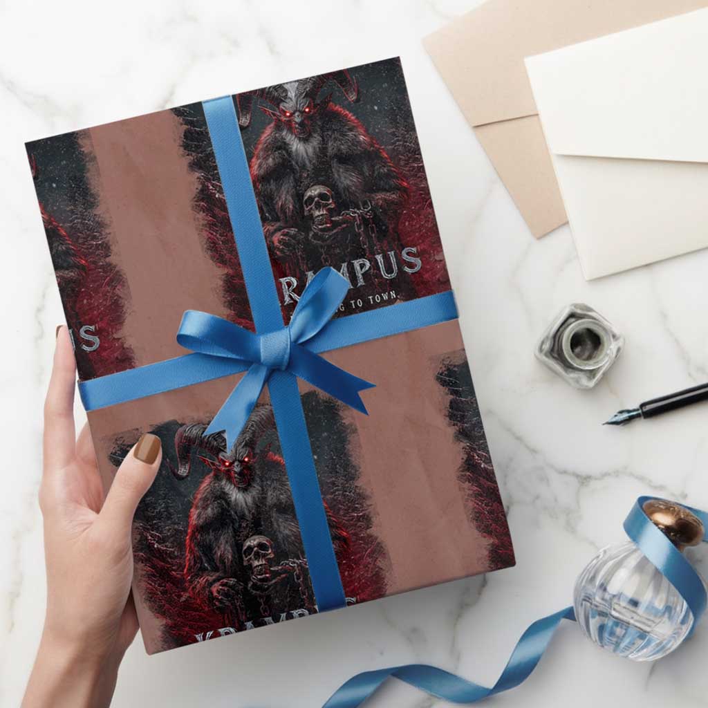 Krampus Is Coming To Town Wrapping Paper Roll Gothic Dark Xmas Gift Horror Holiday TS10 Mocha Print Your Wear