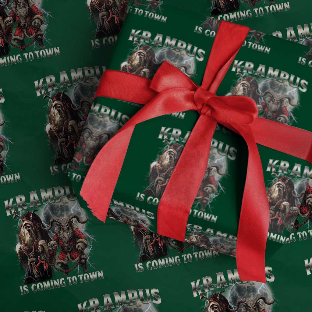 Krampus Is Coming To Town Wrapping Paper Roll Vintage Gothic Dark Xmas Gift Horror Holiday TS10 Green Print Your Wear