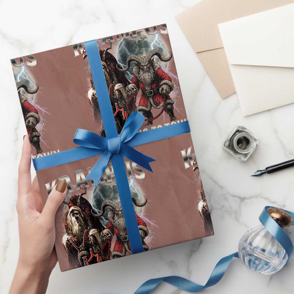 Krampus Is Coming To Town Wrapping Paper Roll Vintage Gothic Dark Xmas Gift Horror Holiday TS10 Mocha Print Your Wear