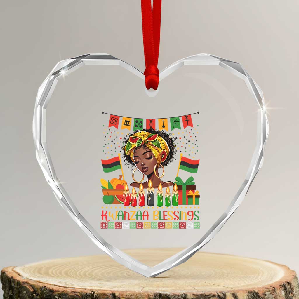 Kwanzaa Blessings African Woman Heart Crystal Glass Ornament Umoja Seven Principles Family Gift TS12 Transparent Glass 3'' Heart Print Your Wear