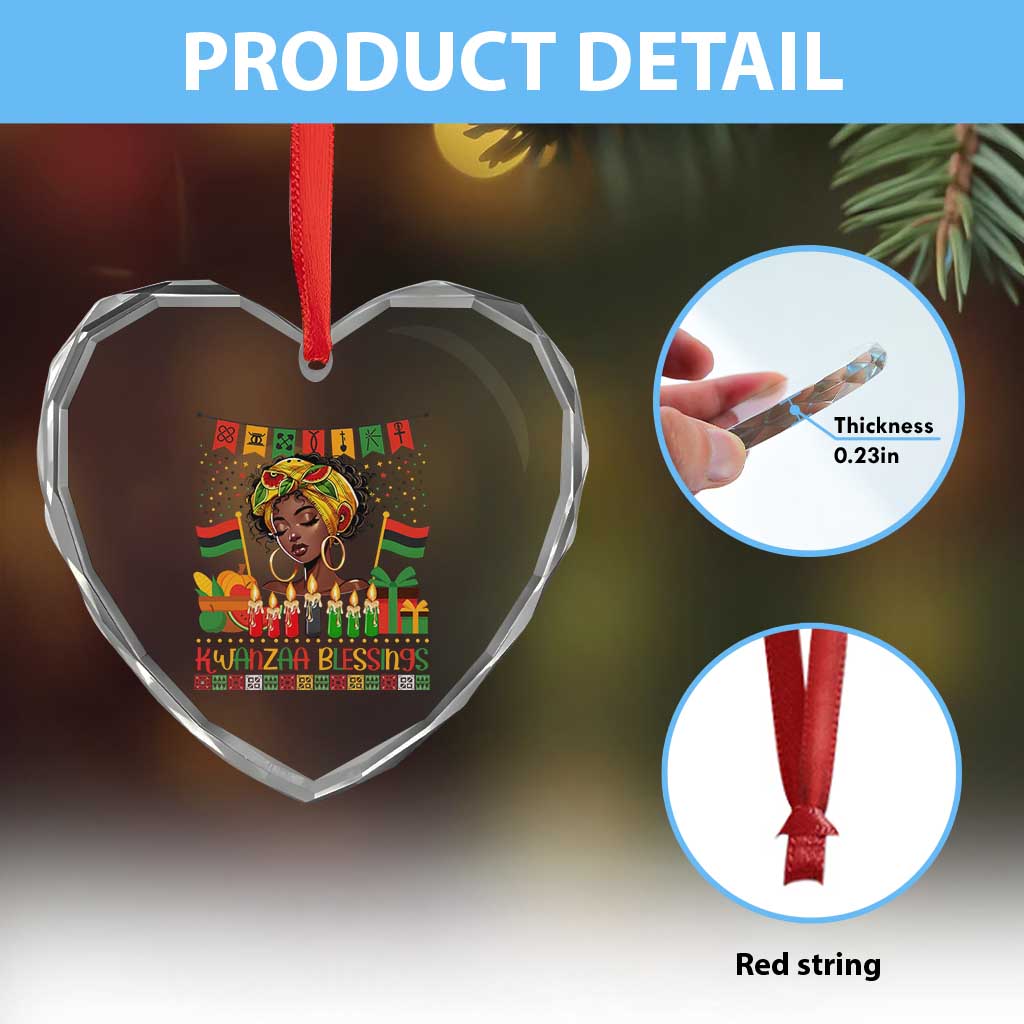 Kwanzaa Blessings African Woman Heart Crystal Glass Ornament Umoja Seven Principles Family Gift TS12 Print Your Wear