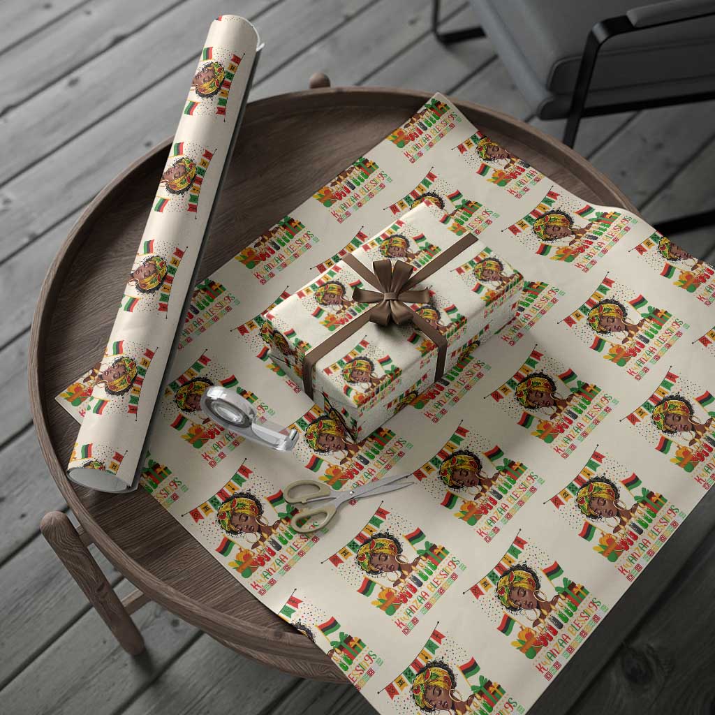 Kwanzaa Blessings African Woman Wrapping Paper Roll Umoja Seven Principles Family Gift TS12 Beige Print Your Wear