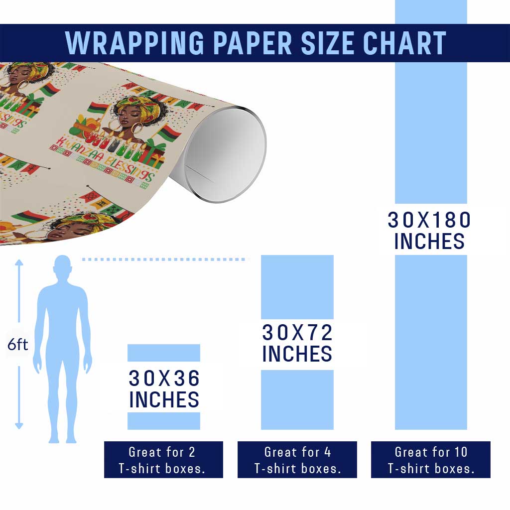 Kwanzaa Blessings African Woman Wrapping Paper Roll Umoja Seven Principles Family Gift TS12 Print Your Wear