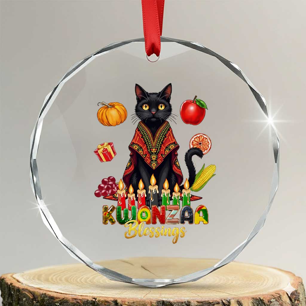 Kwanzaa Blessings Crystal Glass Ornament Funny Cat African Heritage Gift TS12 Transparent Glass 3'' Circle Print Your Wear
