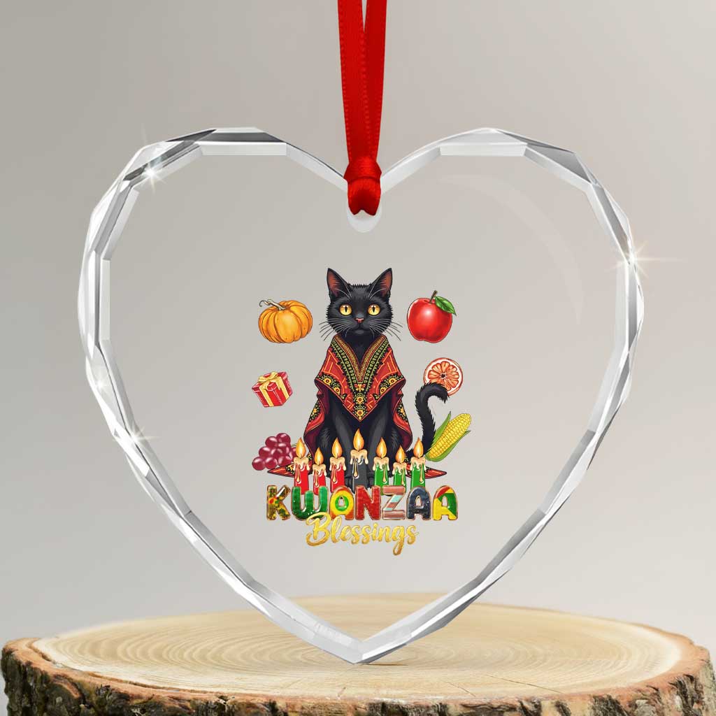 Kwanzaa Blessings Heart Crystal Glass Ornament Funny Cat African Heritage Gift TS12 Transparent Glass 3'' Heart Print Your Wear