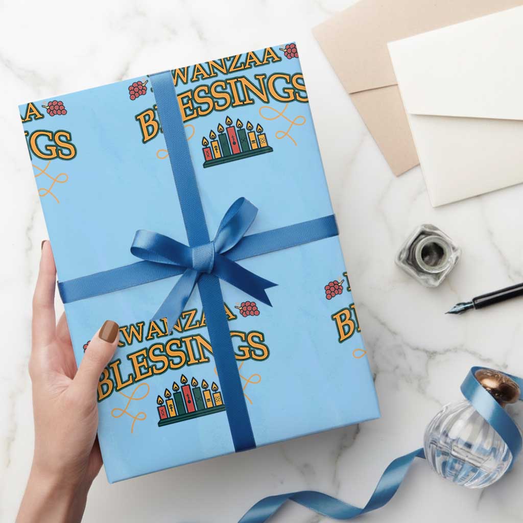 Kwanzaa Blessings Wrapping Paper Roll African Heritage Celebration Gift TS12 Light Blue Print Your Wear