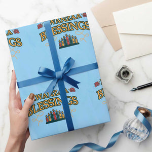 Kwanzaa Blessings Wrapping Paper Roll African Heritage Celebration Gift TS12 Light Blue Print Your Wear