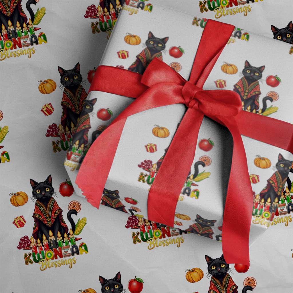 Kwanzaa Blessings Wrapping Paper Roll Funny Cat African Heritage Gift TS12 White Print Your Wear