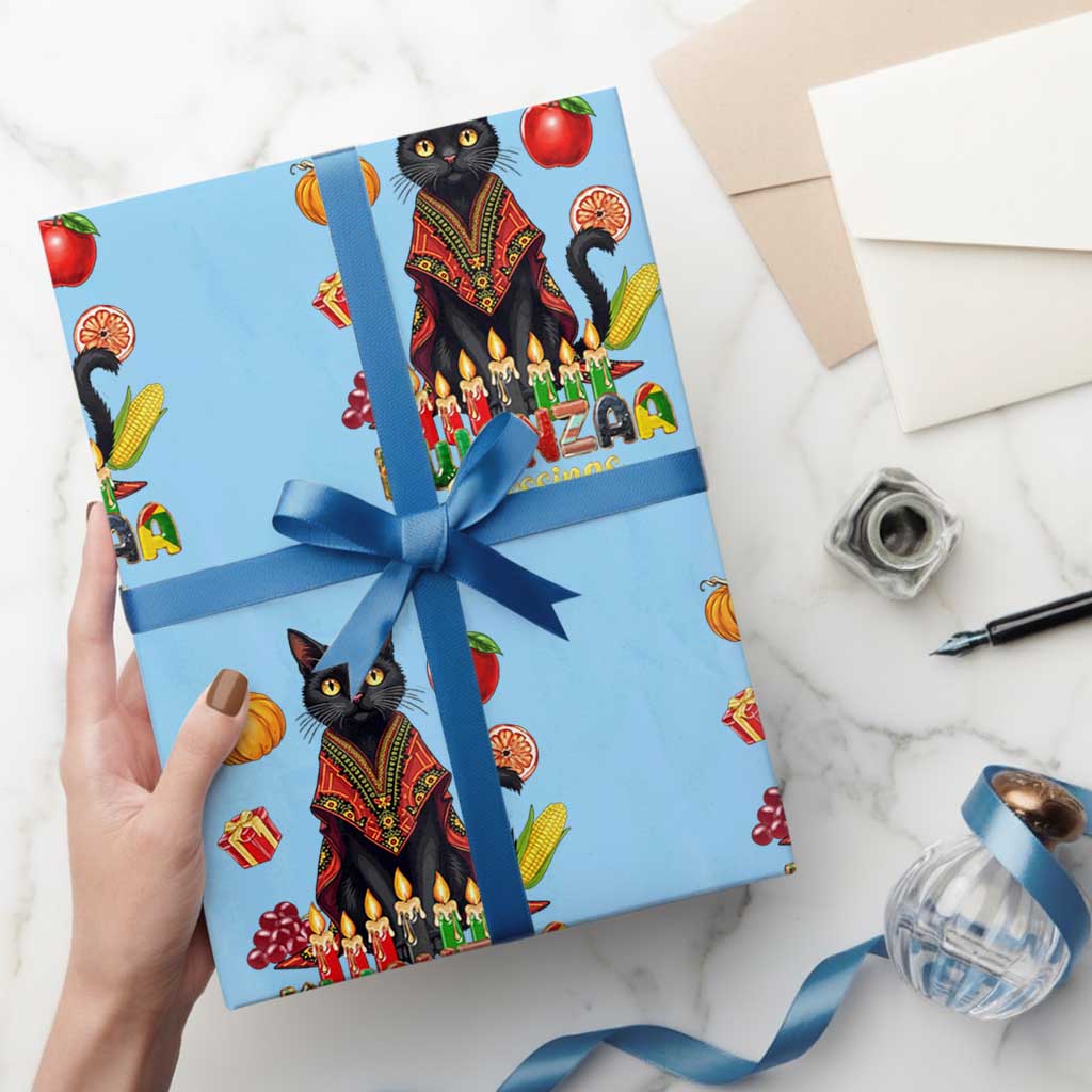 Kwanzaa Blessings Wrapping Paper Roll Funny Cat African Heritage Gift TS12 Light Blue Print Your Wear