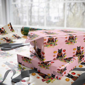 Kwanzaa Blessings Wrapping Paper Roll Funny Cat African Heritage Gift TS12 Light Pink Print Your Wear