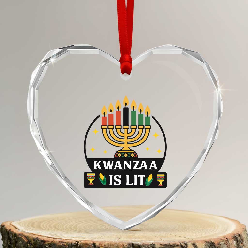 Kwanzaa Is Lit Heart Crystal Glass Ornament Funny African American Holiday Gift TS12 Transparent Glass 3'' Heart Print Your Wear