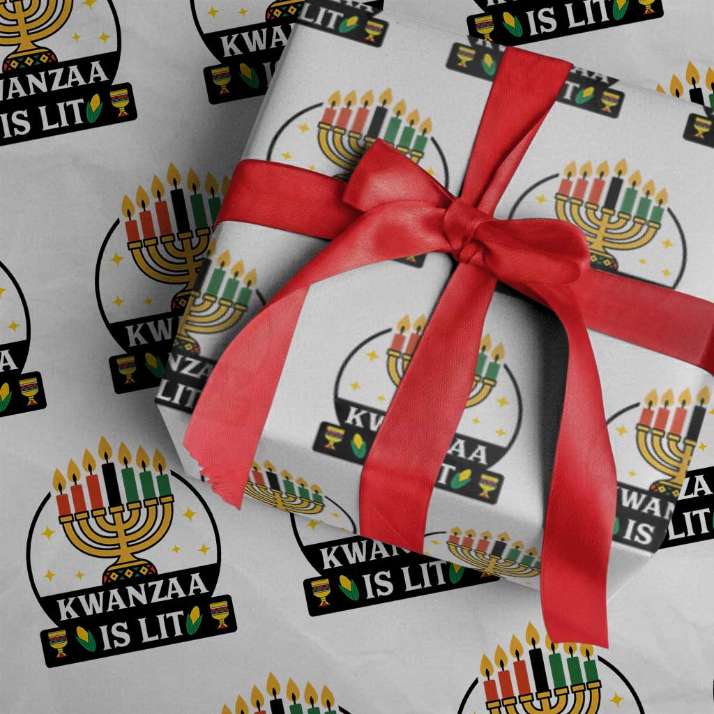 Kwanzaa Is Lit Wrapping Paper Roll Funny African American Holiday Gift TS12 White Print Your Wear
