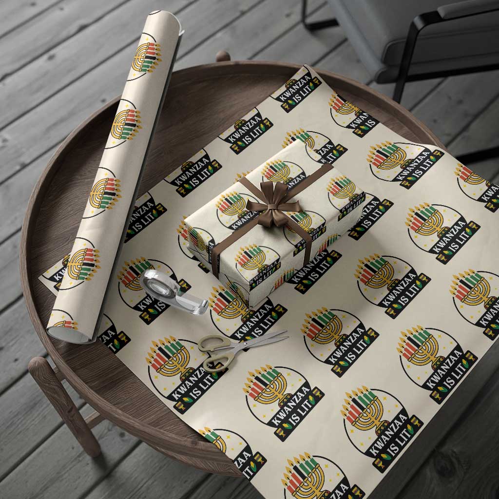 Kwanzaa Is Lit Wrapping Paper Roll Funny African American Holiday Gift TS12 Beige Print Your Wear