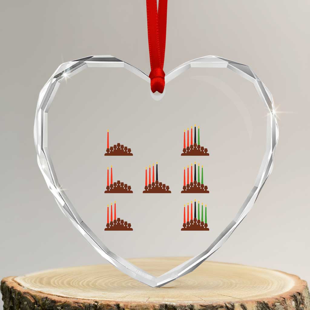 Kwanzaa Kinara Seven Candles African American Holiday Heart Crystal Glass Ornament TS11 Transparent Glass 3'' Heart Print Your Wear