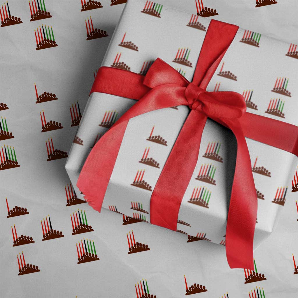 Kwanzaa Kinara Seven Candles African American Holiday Wrapping Paper Roll TS11 White Print Your Wear