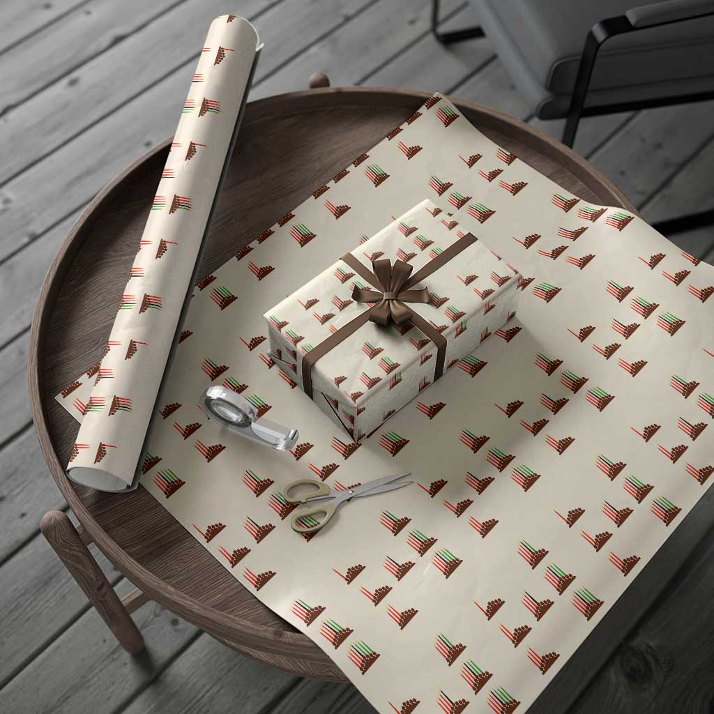 Kwanzaa Kinara Seven Candles African American Holiday Wrapping Paper Roll TS11 Beige Print Your Wear