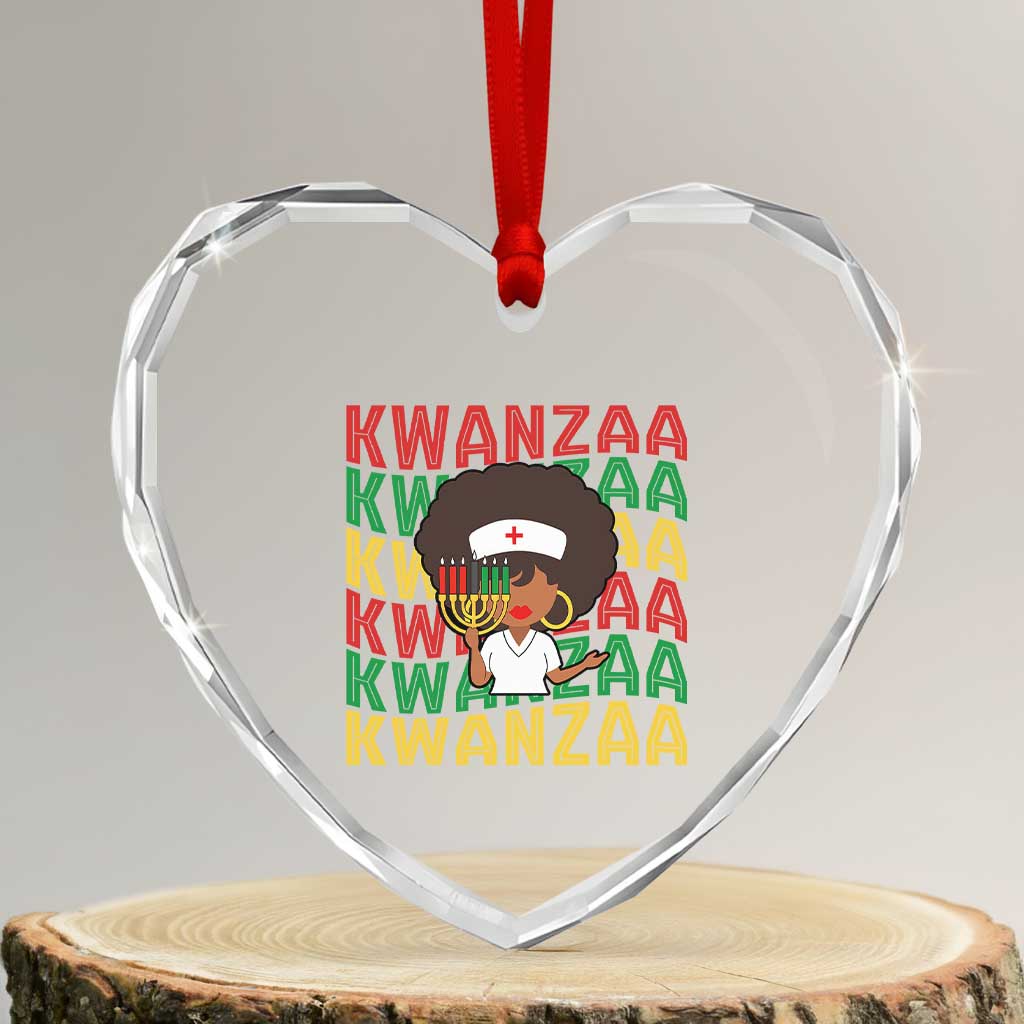 Kwanzaa Nurse Pride Heart Crystal Glass Ornament African Heritage Holiday Gift TS12 Transparent Glass 3'' Heart Print Your Wear