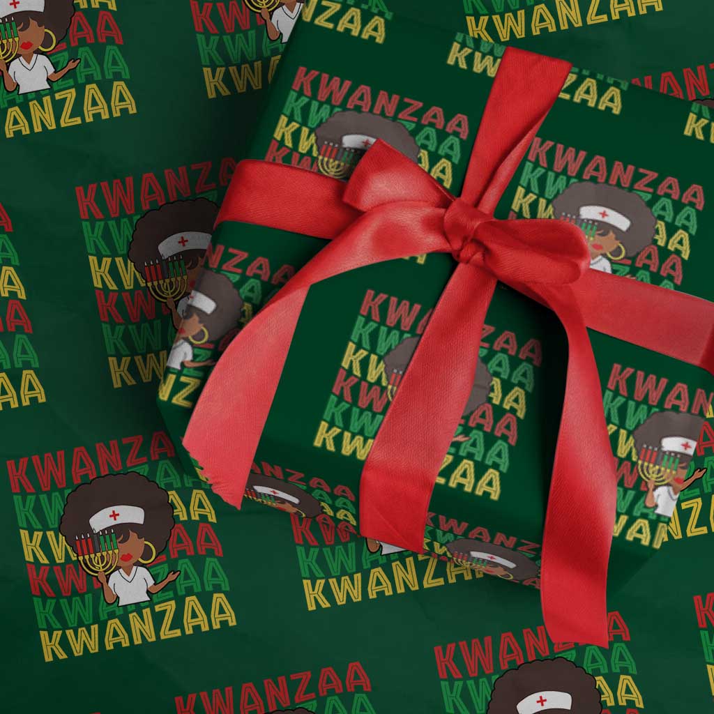 Kwanzaa Nurse Pride Wrapping Paper Roll African Heritage Holiday Gift TS12 Green Print Your Wear