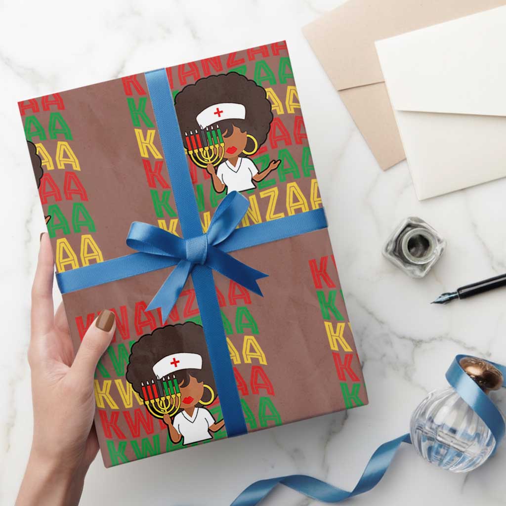 Kwanzaa Nurse Pride Wrapping Paper Roll African Heritage Holiday Gift TS12 Mocha Print Your Wear