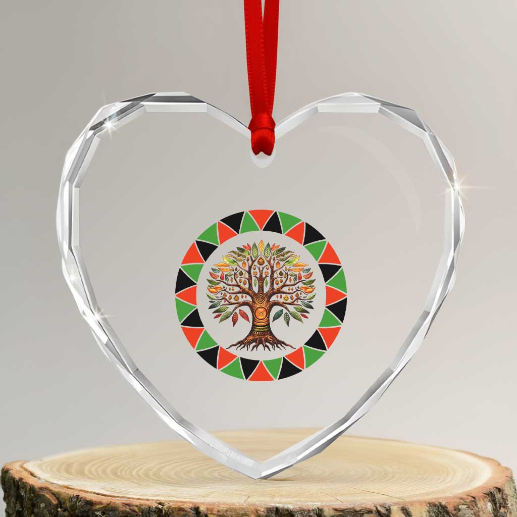 Kwanzaa Tree Of Life Heart Crystal Glass Ornament African American Holiday Gift TS12 Transparent Glass 3'' Heart Print Your Wear
