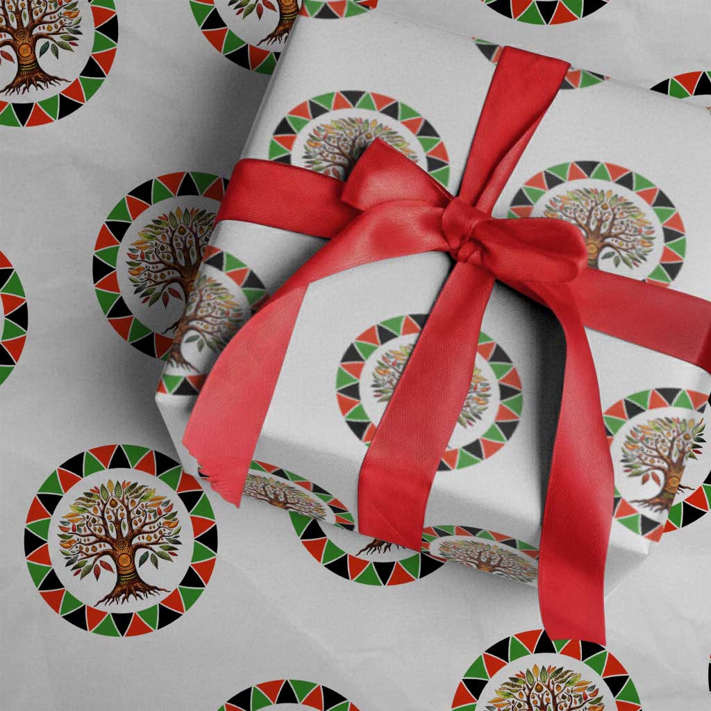 Kwanzaa Tree Of Life Wrapping Paper Roll African American Holiday Gift - Print Your Wear