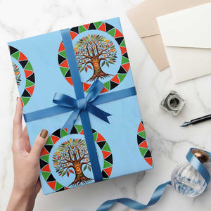 Kwanzaa Tree Of Life Wrapping Paper Roll African American Holiday Gift TS12 Light Blue Print Your Wear