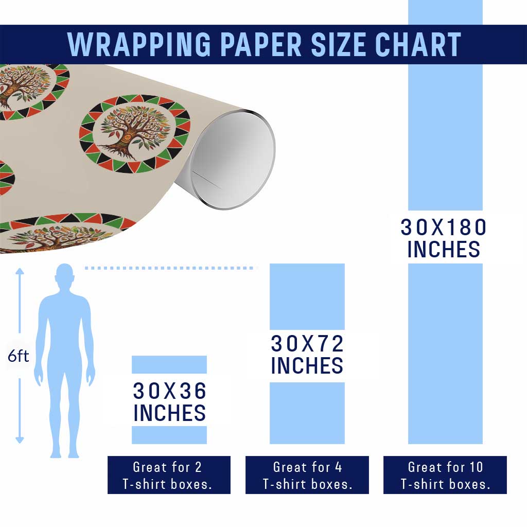 Kwanzaa Tree Of Life Wrapping Paper Roll African American Holiday Gift - Print Your Wear