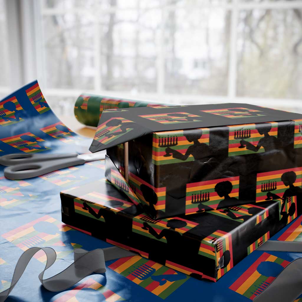 Kwanzaa Umoja Family African Woman Seven Principles Gift Wrapping Paper Roll TS12 Black Print Your Wear