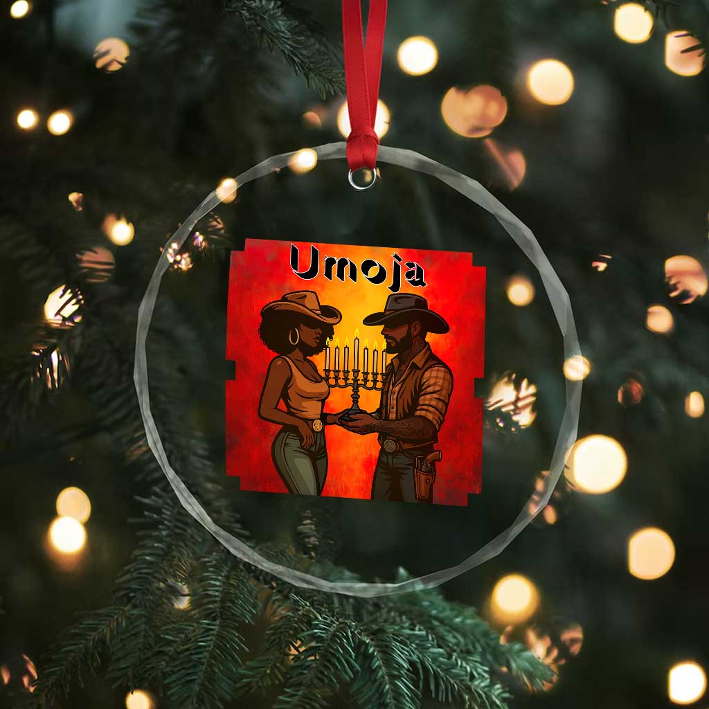 Kwanzaa Umoja Togetherness Crystal Glass Ornament Cowboy Cowgirl African Heritage Gift - Print Your Wear