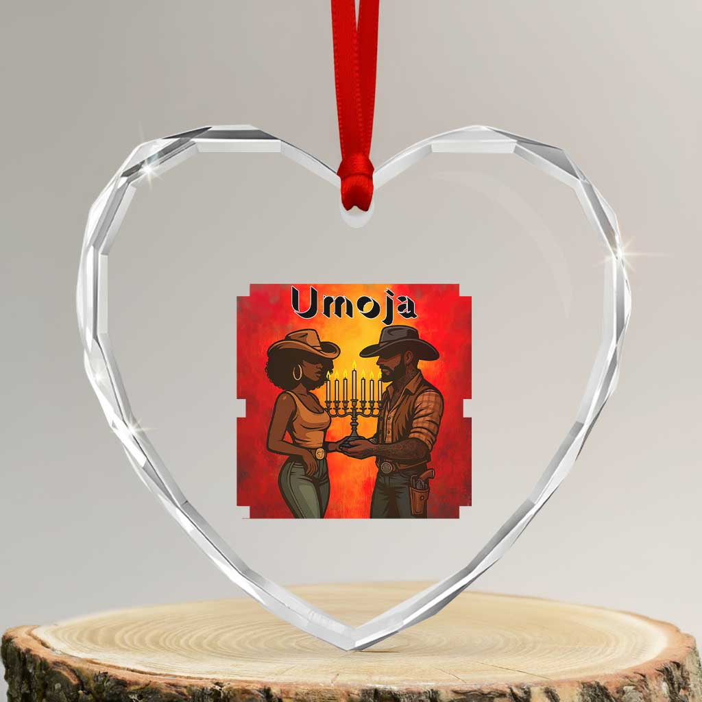Kwanzaa Umoja Togetherness Heart Crystal Glass Ornament Cowboy Cowgirl African Heritage Gift TS12 Transparent Glass 3'' Heart Print Your Wear