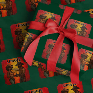 Kwanzaa Umoja Togetherness Wrapping Paper Roll Cowboy Cowgirl African Heritage Gift TS12 Green Print Your Wear