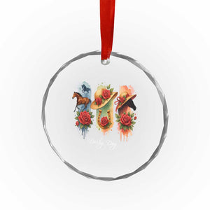 Ky Derby Day Crystal Glass Ornament Horse Racing Nice Hat Mint Julep and Roses - Print Your Wear
