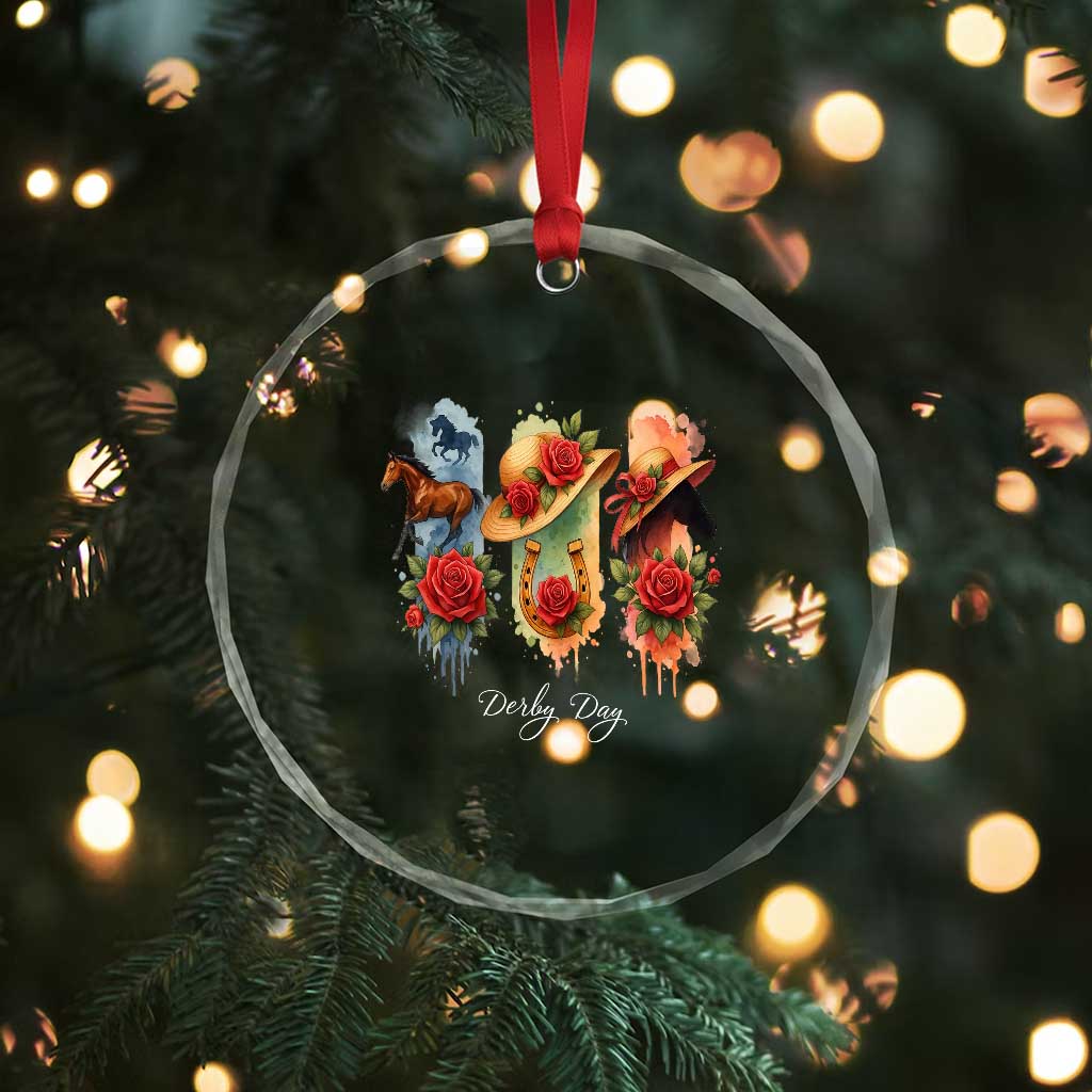Ky Derby Day Crystal Glass Ornament Horse Racing Nice Hat Mint Julep and Roses TS02 Print Your Wear