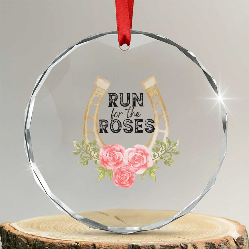 Ky Derby Horse Racing Crystal Glass Ornament Horses and Roses TS02 Transparent Glass 3'' Circle Print Your Wear