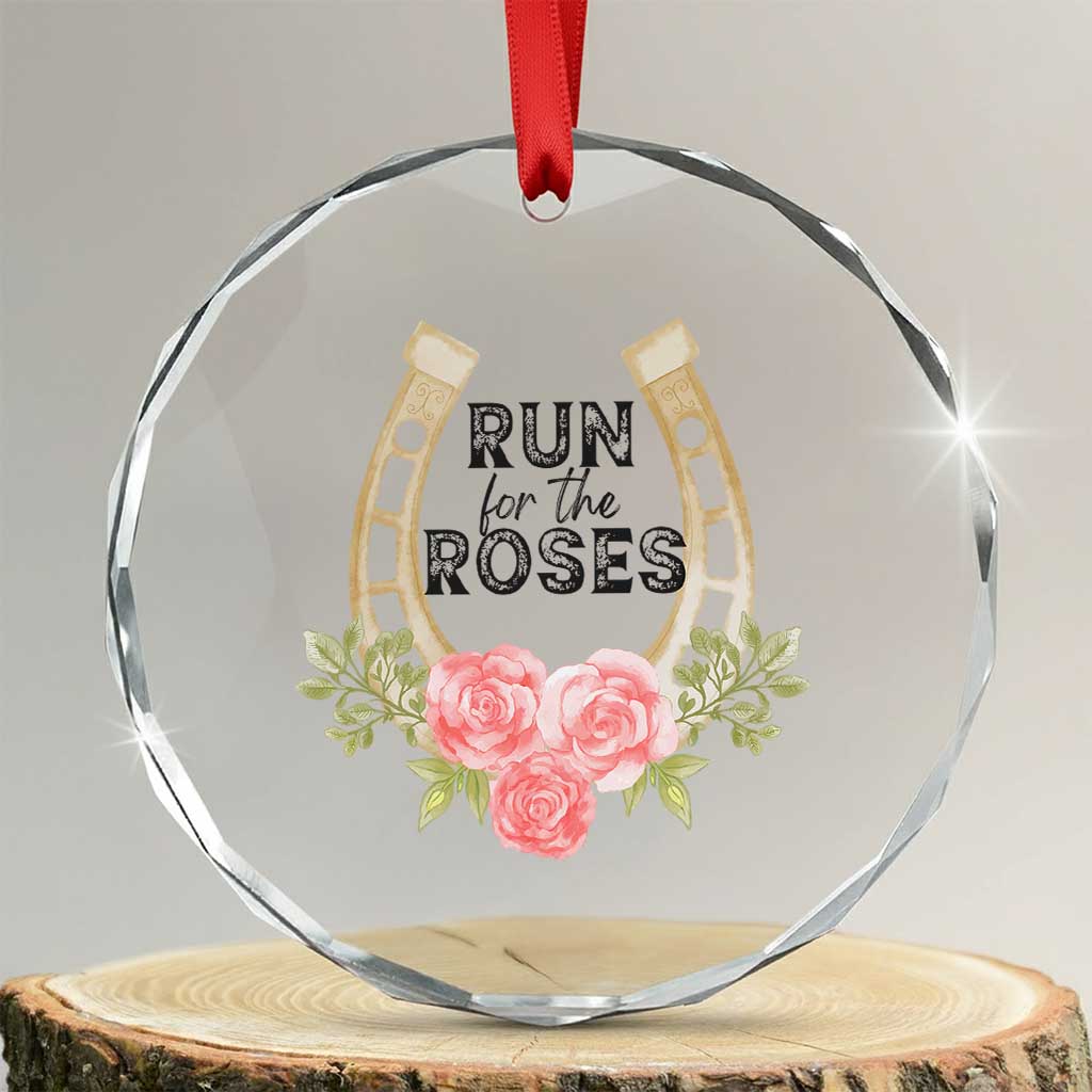 Ky Derby Horse Racing Crystal Glass Ornament Horses and Roses TS02 Transparent Glass 3'' Circle Print Your Wear