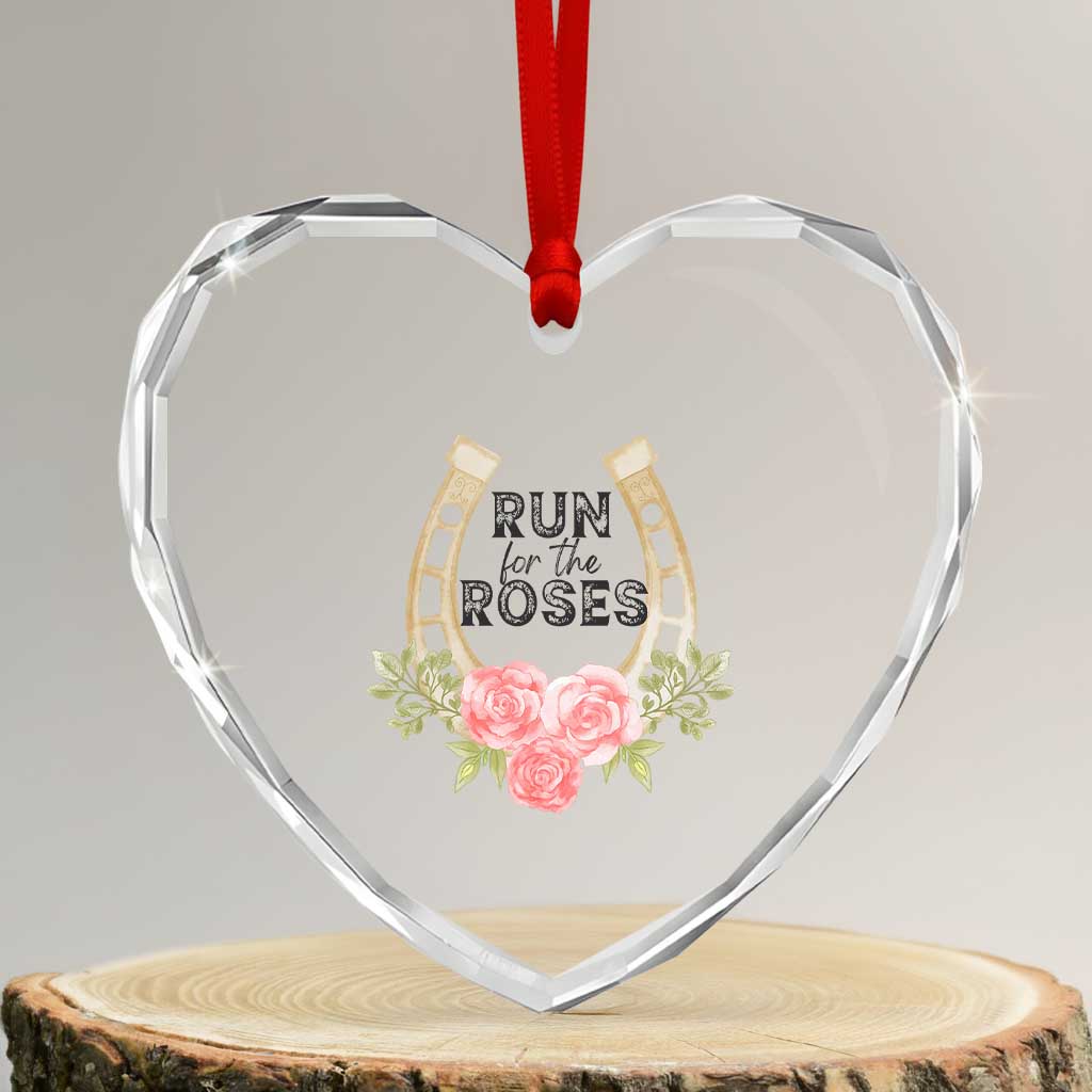 Ky Derby Horse Racing Heart Crystal Glass Ornament Horses and Roses TS02 Transparent Glass 3'' Heart Print Your Wear