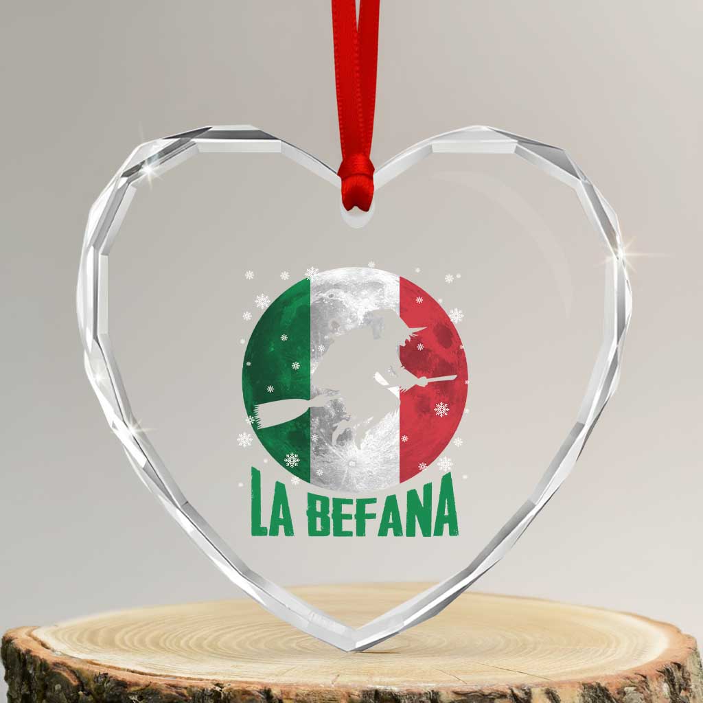 La Befana Italian Christmas Heart Crystal Glass Ornament Xmas Witch Folklore Italy Holiday TS11 Transparent Glass 3'' Heart Print Your Wear