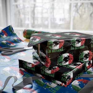 La Befana Italian Christmas Wrapping Paper Roll Xmas Witch Folklore Italy Holiday TS11 Black Print Your Wear
