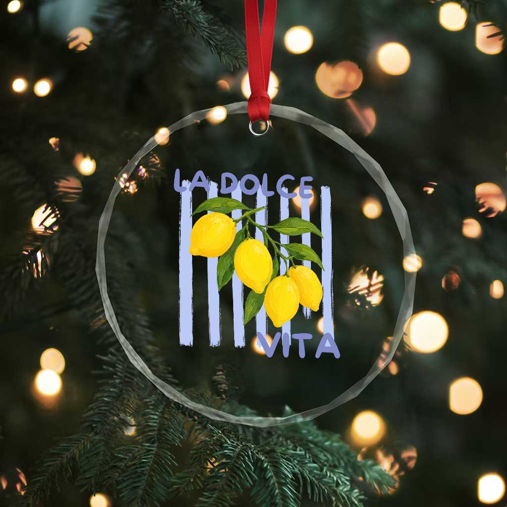 La Dolce Vita Lemon Italian Summer Crystal Glass Ornament Blue Striped TS11 Print Your Wear