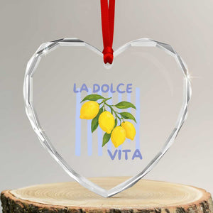 La Dolce Vita Lemon Italian Summer Heart Crystal Glass Ornament Blue Striped TS11 Transparent Glass 3'' Heart Print Your Wear
