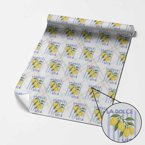 La Dolce Vita Lemon Italian Summer Wrapping Paper Roll Blue Striped TS11 Christmas Plaid Print Your Wear