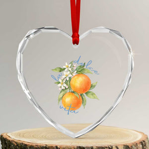 La Dolce Vita Oranges Heart Crystal Glass Ornament Romantic Italian Citrus Blossom Mediterranean Charm TS02 Transparent Glass 3'' Heart Print Your Wear
